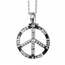 COLLIER CHAINE PENDENTIF PEACE LOVE 5.5CM ARGENT