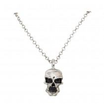 COLLIER CHAINE TÊTE DE MORT ARGENT BRILLANT