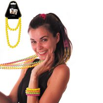 COLLIER DE PERLES JAUNE 45 CM