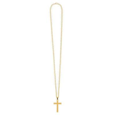 COLLIER FANTAISIE CROIX SPIRITUALITÉ FER 74CM OR