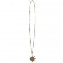 COLLIER FANTAISIE GOUVERNAIL NAVIRE PIRATE ZINC OR