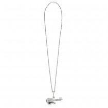 COLLIER FANTAISIE GUITARE ROCK STAR FER 74CM ARGENT