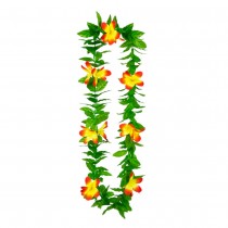 COLLIER HAWAÏEN FLEUR FEUILLE POLYESTER EXOTIQUE