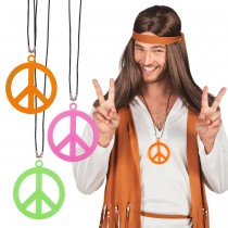 COLLIER PLASTIQUE HIPPIE PEACE LOVE ADULTE