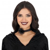 COLLIER RAS-DE-COU DÉCO ROSE NOIR FEMME
