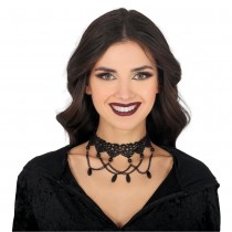 COLLIER RAS-DE-COU DENTELLE GOTHIQUE GOUTTES FEMME