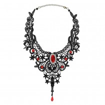 COLLIER VAMPIRE DENTELLE RUBIS FACTICE FEMME