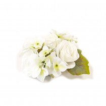 COMPO ARTIFICIELLE ROSE HORTENSIA 10X16CM BLANC