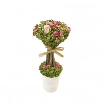 COMPO FLEURS SÉCHÉES ROSES TIGE POT 18X8CM ROSE