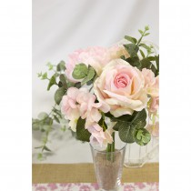 COMPO FLORALE ARTIFICIELLE 7 TIGES 30CM ROSE