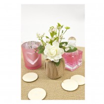 COMPO ROSE FLEURS ARTIFICIELLES 14.5X11CM BLANC