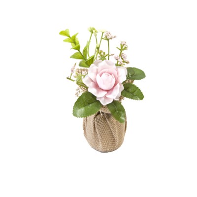 COMPO ROSE FLEURS ARTIFICIELLES 14.5X11CM ROSE