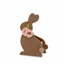 CONTENANT LAPIN FLEUR 8.5X8.5X24CM MARRON