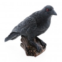 CORBEAU PERCHÉ DÉCORATIF RÉSINE 17X7.5X13.5CM NOIR