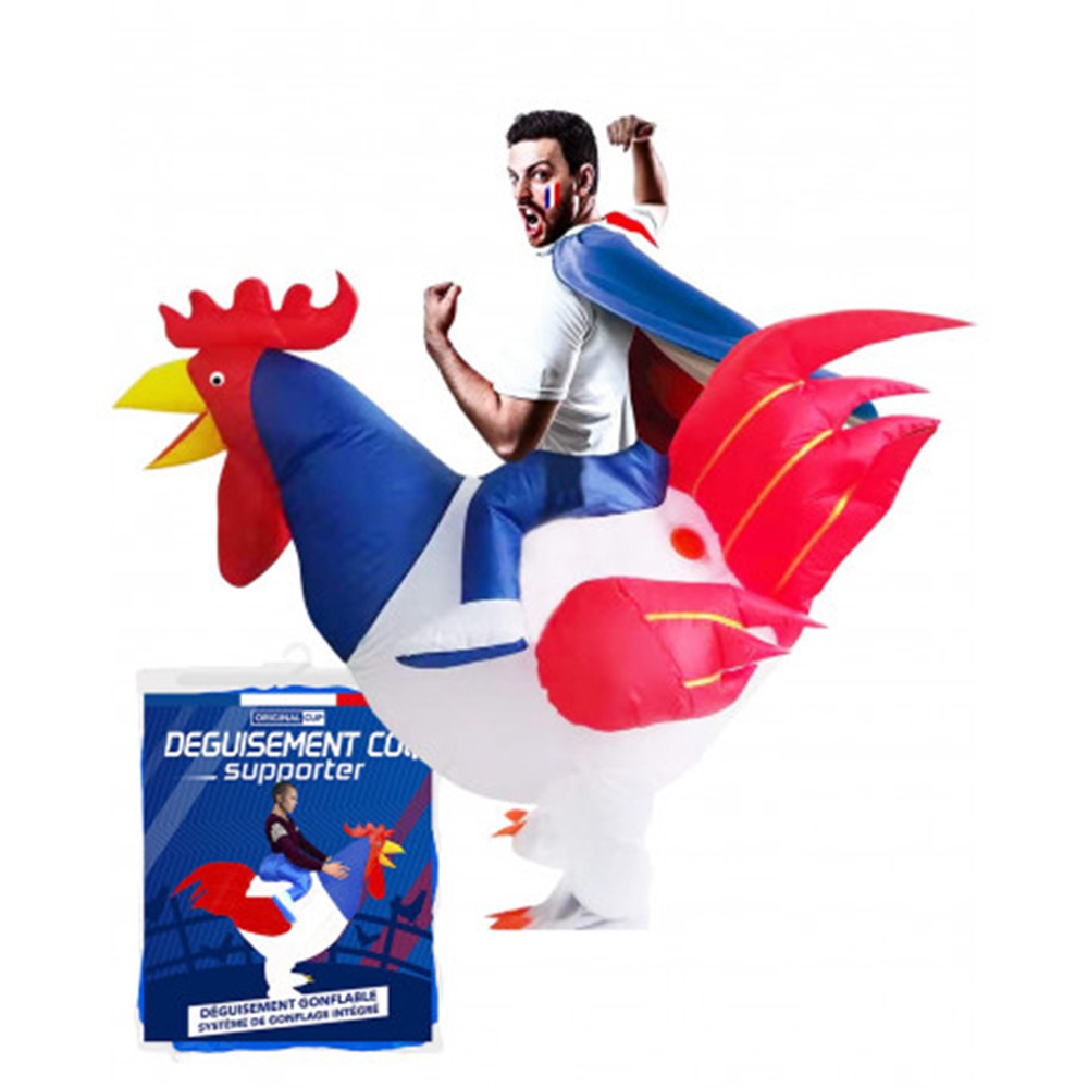 Déguisement drôle supporter France - Costume gonflable Coq