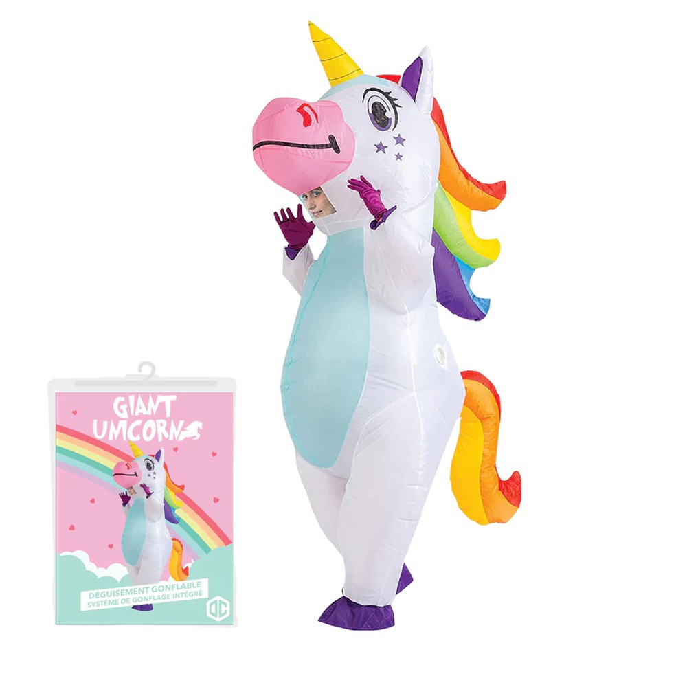 COSTUME GONFLABLE LICORNE GÉANTE BLANCHE