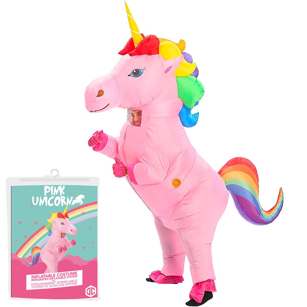 COSTUME GONFLABLE LICORNE GÉANTE ROSE