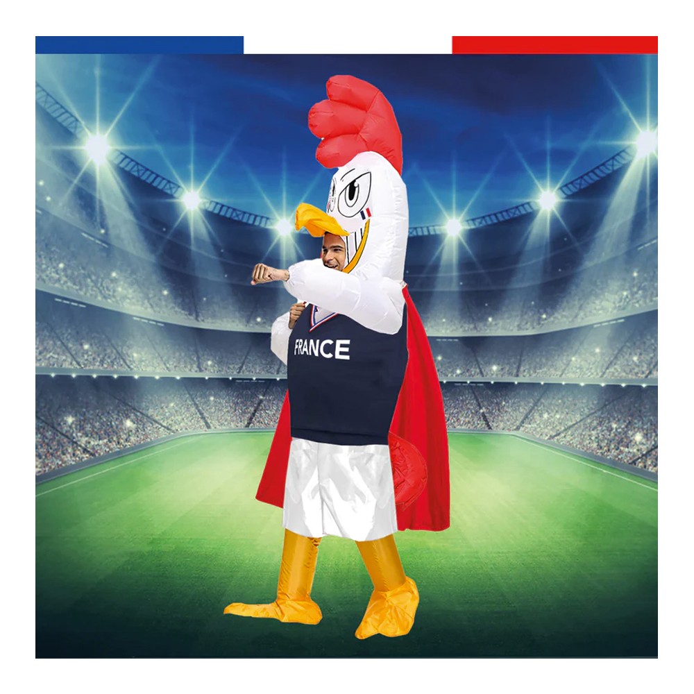 Déguisement drôle supporter France - Costume gonflable Coq