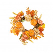 COURONNE ARTIFICIELLE NATURE AUTOMNE 35CM ORANGE