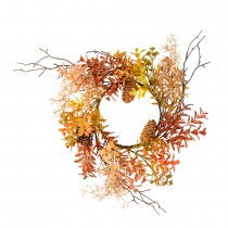 COURONNE ARTIFICIELLE NATURE AUTOMNE 40CM ORANGE