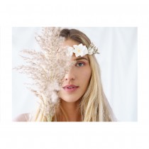 COURONNE DE FLEURS ARTIFICIELLES BOHO 18CM BLANC