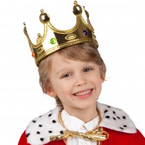 COURONNE DE ROI OR PIERRES COLORÉES ENFANT