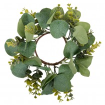 COURONNE FEUILLES EUCALYPTUS ARTIFICIEL 23CM VERT