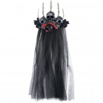 COURONNE FLEURS ARTIFICIELLES CRÂNE VOILE ADULTE