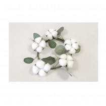 COURONNE FLEURS DE COTON SÉCHÉES 22CM BLANC