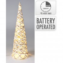 C?\ NE MÉTAL DÉCO 10 LED CHAUD PILE TIMER 40CM GRIS