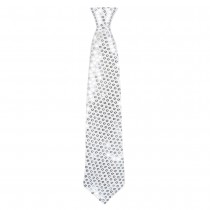 CRAVATE ARGENTÉE PAILLETTES 40 CM ADULTE