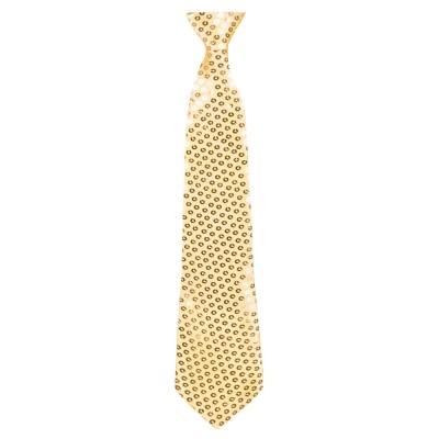 CRAVATE DORÉE PAILLETTES 40 CM ADULTE