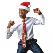 CRAVATE NOËL MUSICALE PERSONNAGES ROUGE HOMME