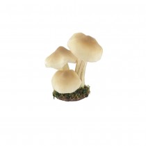 DÉCO 3 CHAMPIGNONS SOCLE MOUSSE 7X14CM CRÈME