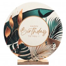 DÉCO BOIS ANNIVERSAIRE JUNGLE 19.5X4X20.5CM VERT