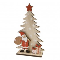 DÉCO BOIS PÈRE NOËL CADEAUX SAPIN SOCLE 18X13X4CM