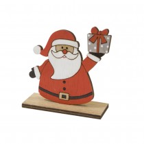 DÉCO BOIS PÈRE NOËL PORTANT CADEAU SOCLE 8X8.2X3CM