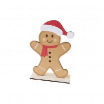 DÉCO BONHOMME DE PAIN D\'EPICE BOIS SOCLE 19X13X5CM