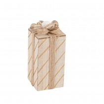 DÉCO CADEAU BOIS NŒUD JUTE BEIGE 12X6CM NATURE