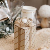 DÉCO CADEAU BOIS NŒUD JUTE BEIGE 12X6CM NATURE