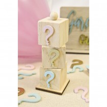 DÉCO CUBES BOIS EMPILÉS GENDER REVEAL 12.5X4.5CM