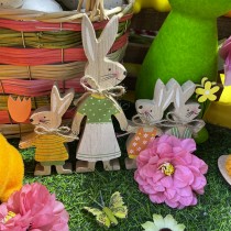 DÉCO FAMILLE LAPIN BOIS 21.5CM