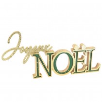 DÉCO JOYEUX NOËL BOIS PAILLETTES 15X2X31CM VERT OR