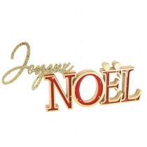 DÉCO JOYEUX NOËL PAILLETTES 15X2X31CM ROUGE OR