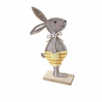 DÉCO LAPIN BOIS FEUTRINE 22.5CM BEIGE