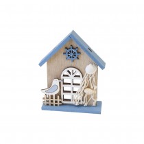 DÉCO MAISON BOIS MOUETTE FILET PÊCHE 11.5X9.5X3CM