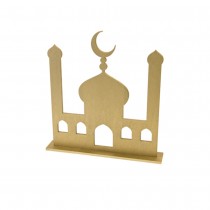 DÉCO SUR SOCLE SILHOUETTE DE MOSQUÉE BOIS 19CM OR