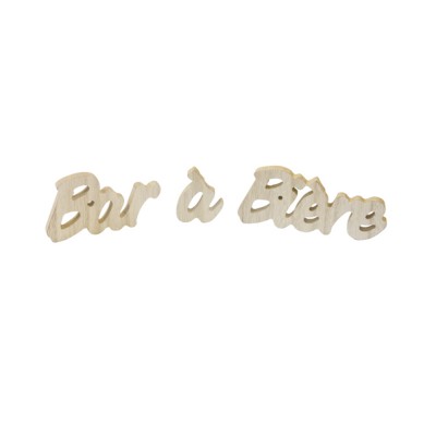 DÉCO TABLE BOIS LETTRES BAR À BIÈRE 30X6CM NATUREL