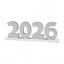 DÉCO TABLE BOIS NOMBRE 2026 SOCLE 6X18X3CM ARGENT
