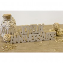 DÉCO TABLE JOYEUX ANNIVERSAIRE BOIS 20X4CM NATURE